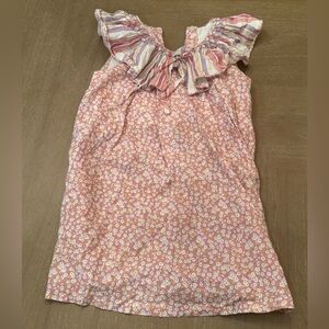 Dondolo Pink Floral Ruffle Neck Dress